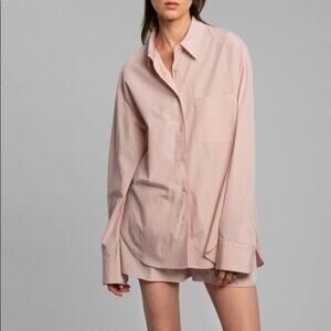 The Frankie Shop Lui Organic Cotton Shirt Pink Preppy